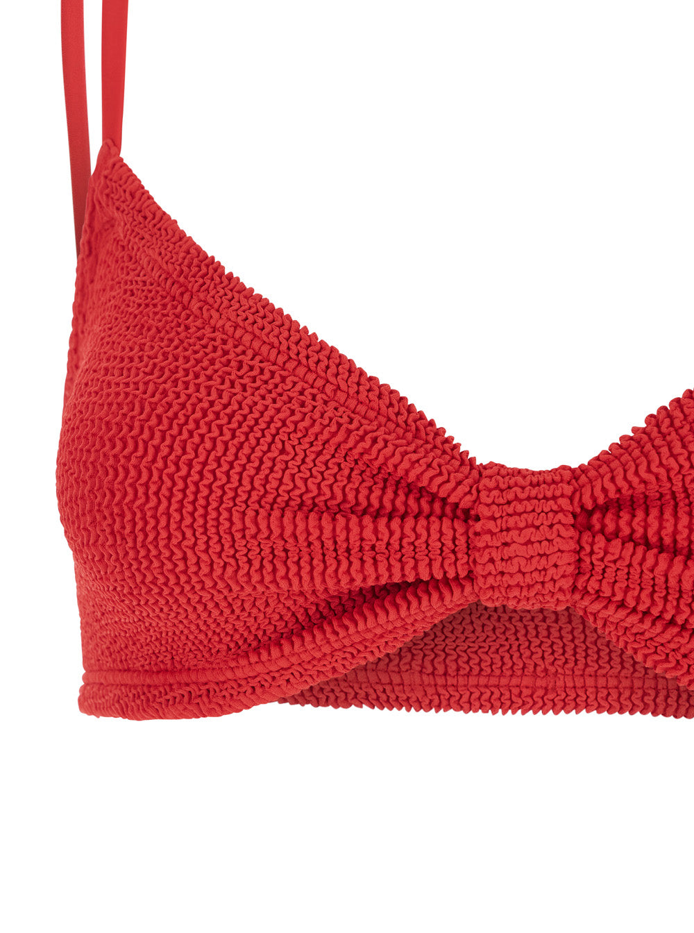 Alicia Bikini with Fixed Thin Straps and Front Knot in Red Stretch Tech Fabric for Women Beachwear
