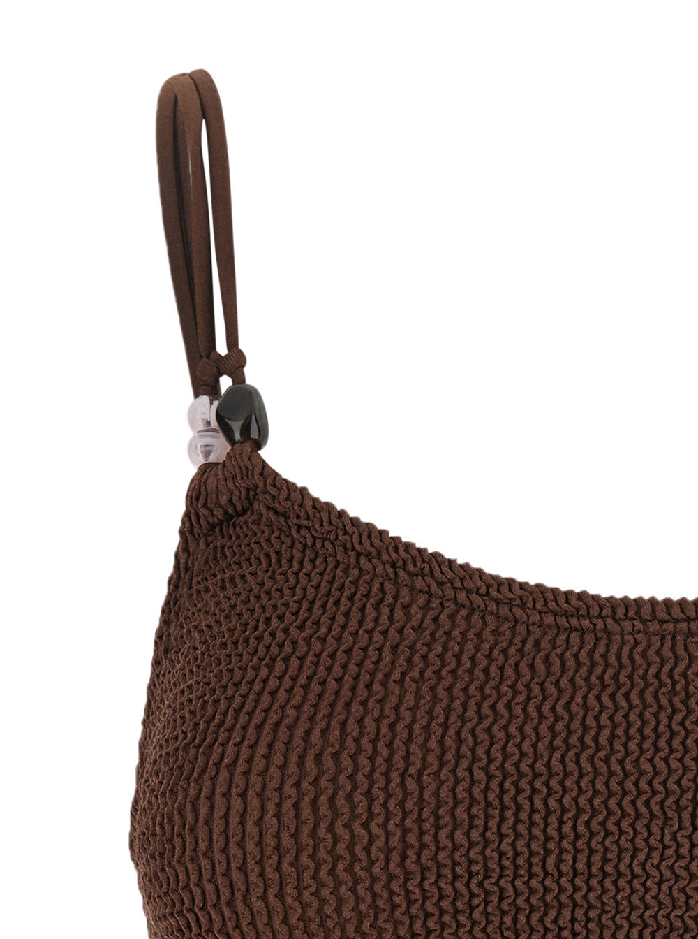 Cassie Beaded Bikini - Brown Stretch Fabric Women Beachwear