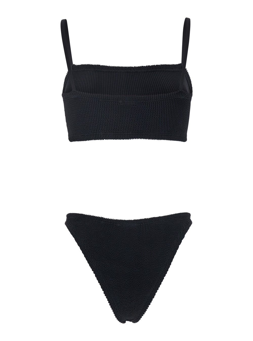 Gigi Bikini with Square Neckline and Thin Straps in Black Ribbed Fabric for Women Polyamide Elastane Beachwear