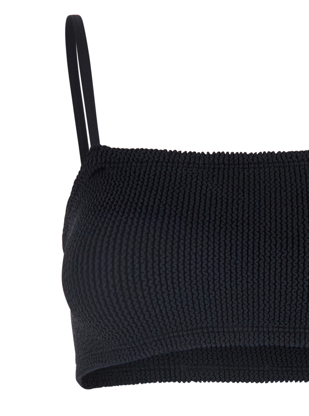 Gigi Bikini with Square Neckline and Thin Straps in Black Ribbed Fabric for Women Polyamide Elastane Beachwear
