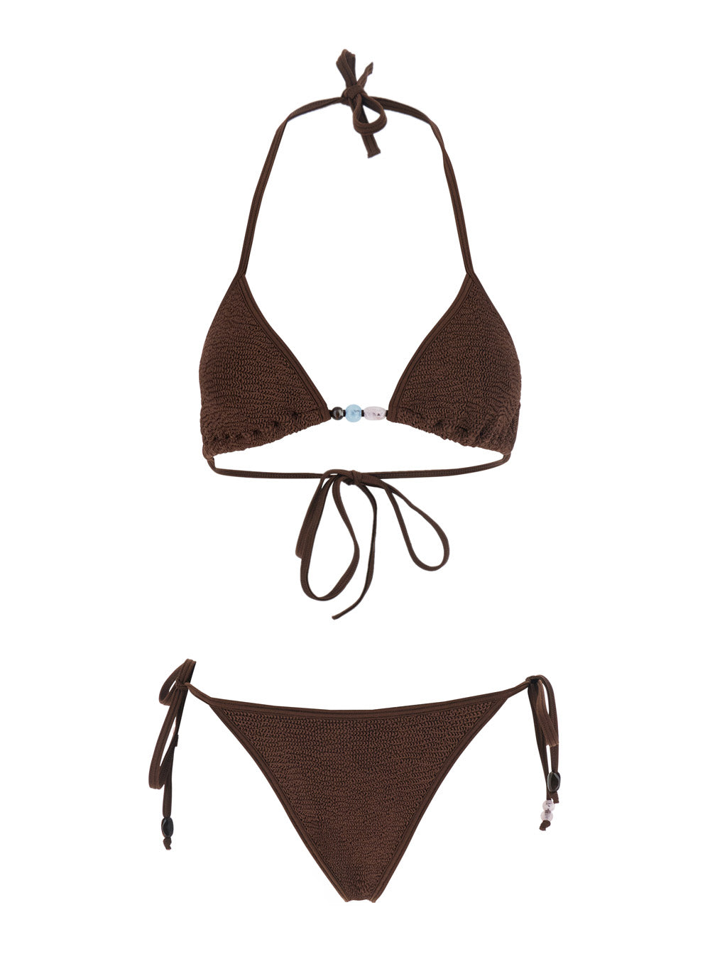 Bikini Gina With Bead Details Brown Beachwear