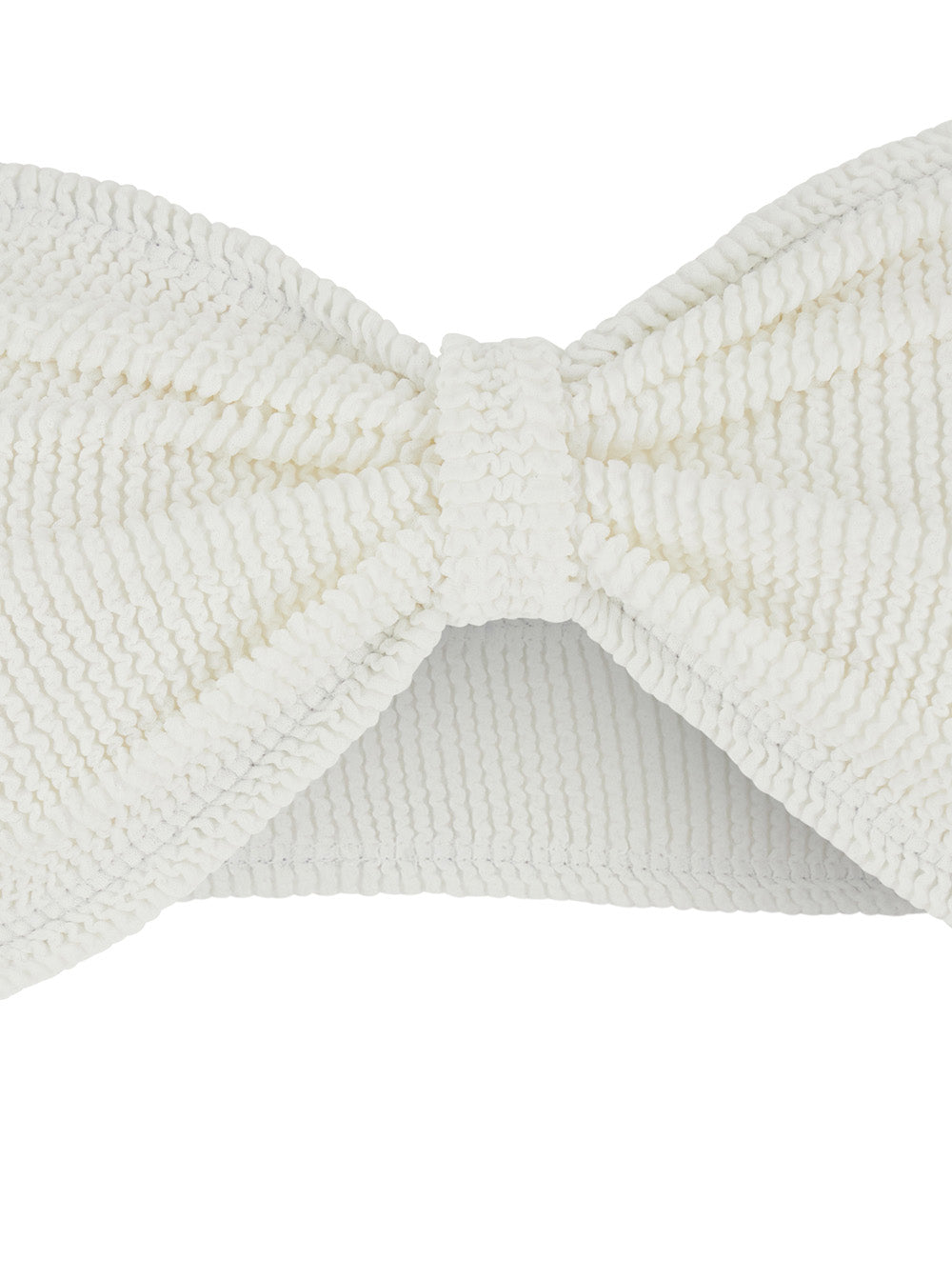 Bikini Jean with Bandeau Design and Front Knot in White Tech Fabric for Women Beachwear