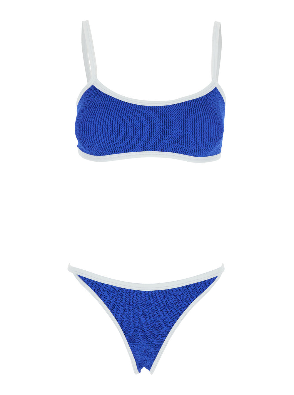 Tyler Bikini With Braided Straps And Wide Neckline In Blue Tech Fabric For Women Blu Beachwear