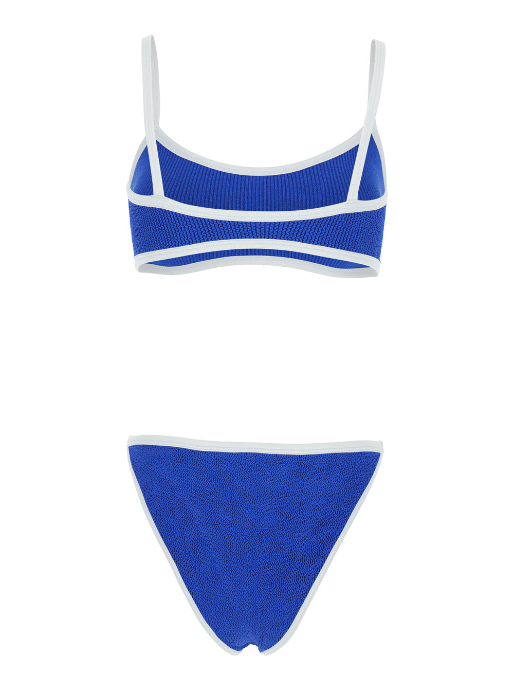 Tyler Bikini With Braided Straps And Wide Neckline In Blue Tech Fabric For Women Blu Beachwear
