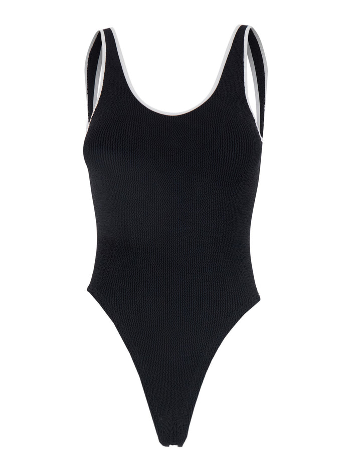 Faye One-Piece Swimsuit with Contrast Edges in Black for Women Polyamid Lyocell Beachwear