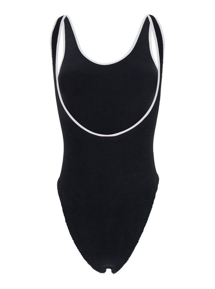 Faye One-Piece Swimsuit with Contrast Edges in Black for Women Polyamid Lyocell Beachwear