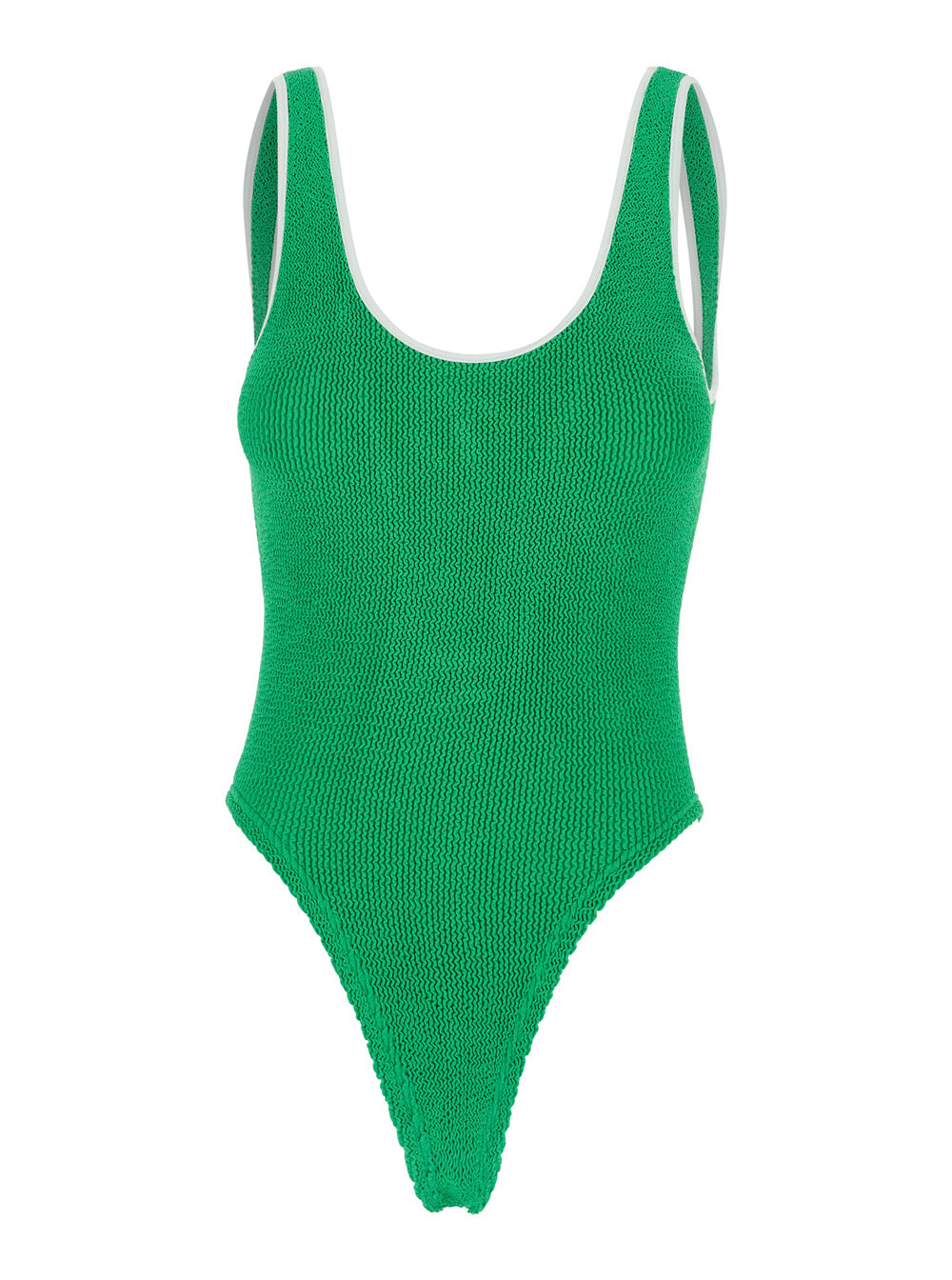 Faye One-Piece Swimsuit with Contrast Edges in Green for Women Beachwear