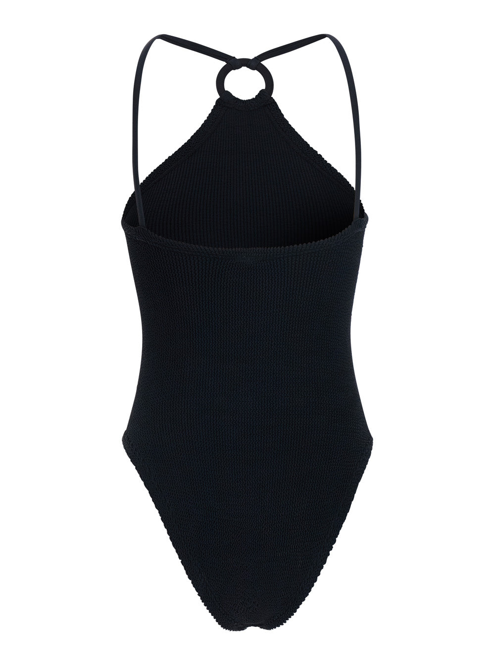 Jasmine Swim Covered Hoop Black - Swimwear With V-Neck Details Tech Fabric Women Beachwear