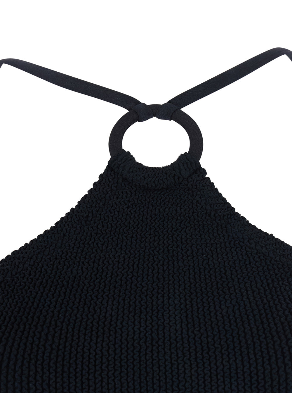 Jasmine Swim Covered Hoop Black - Swimwear With V-Neck Details Tech Fabric Women Beachwear