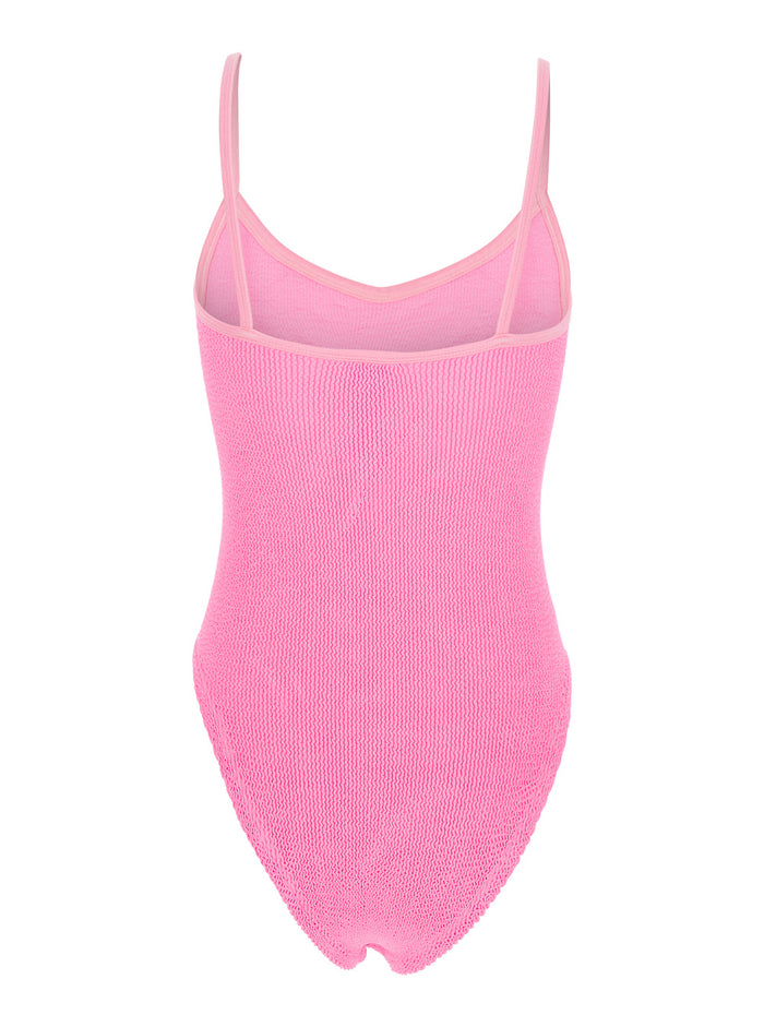 One-Piece Swimsuit Pamela with Open Back in Stretch Tech Fabric Pink Women Beachwear