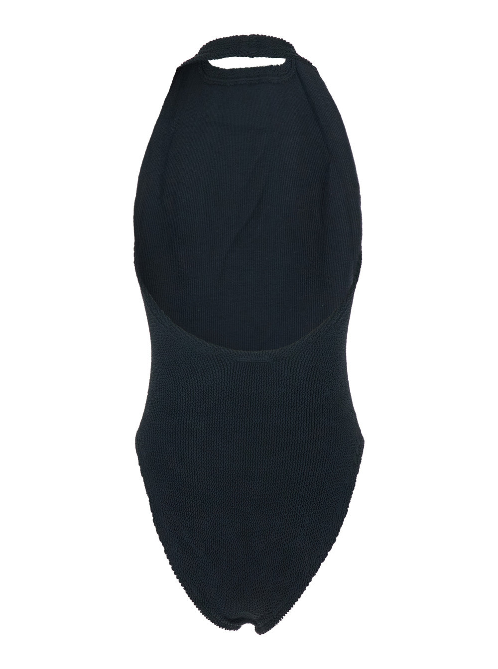 One-Piece Swimsuit Sandy with American Neckline and Open Back in Black Tech Fabric for Women Beachwear