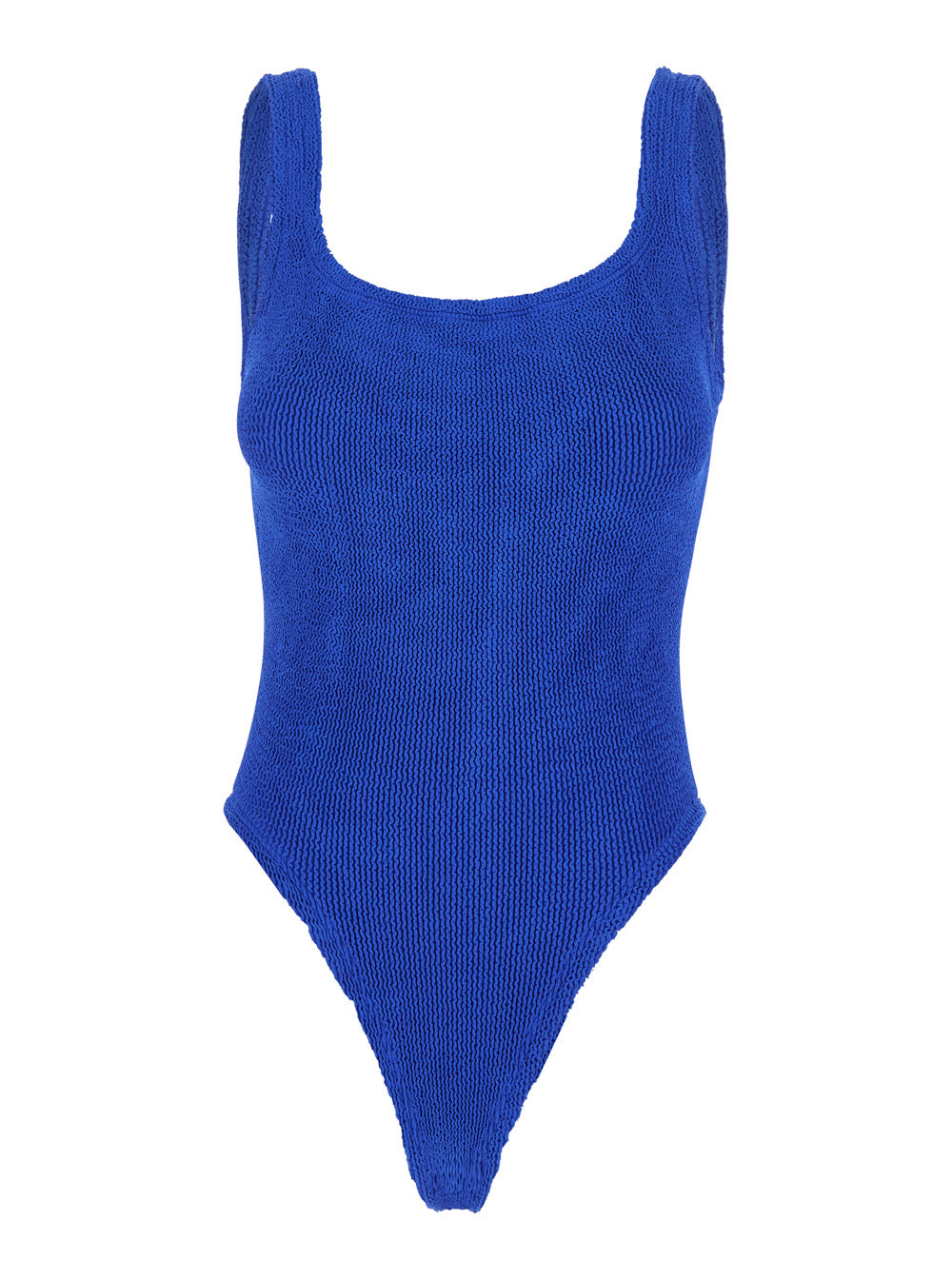 One-Piece Swimsuit SQUARE Blue with Neckline in Tech Fabric Blu Beachwear