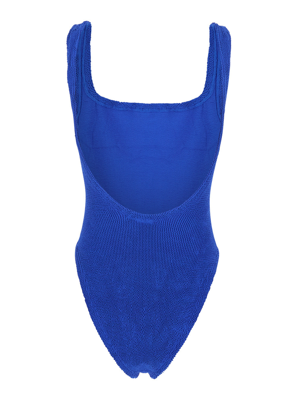 One-Piece Swimsuit SQUARE Blue with Neckline in Tech Fabric Blu Beachwear
