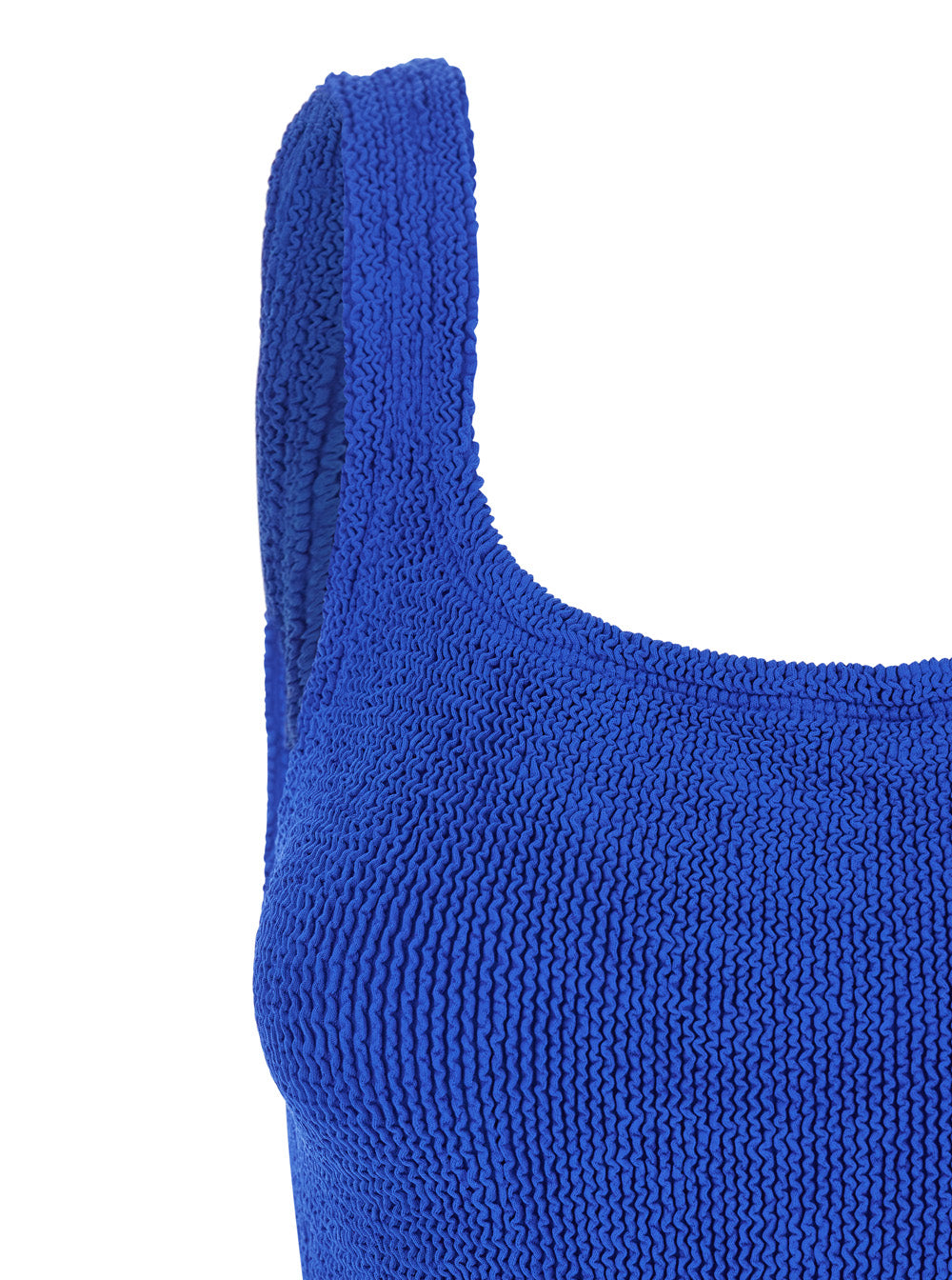 One-Piece Swimsuit SQUARE Blue with Neckline in Tech Fabric Blu Beachwear