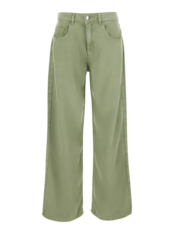 Jeans Beapt2036cac With Five Pockets And Bleach Finish White Denim For Women Green