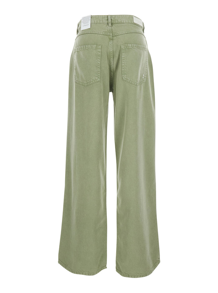 Jeans Beapt2036cac With Five Pockets And Bleach Finish White Denim For Women Green
