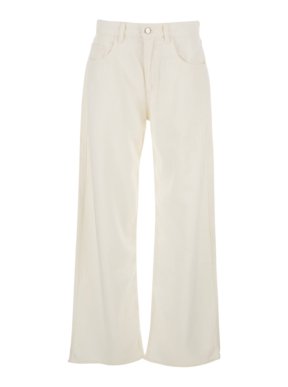 White Jeans with Five-Pocket Design and Logo Patch on the Rear in denim for Womemn Lyocell Cotton