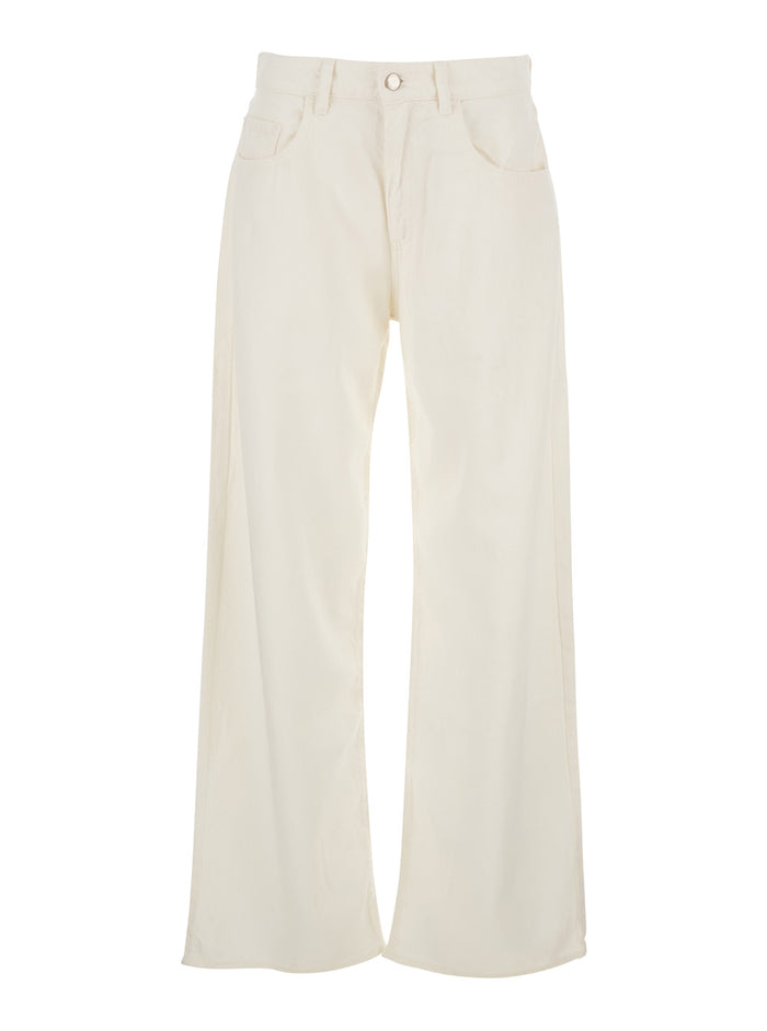 White Jeans with Five-Pocket Design and Logo Patch on the Rear in denim for Womemn Lyocell Cotton