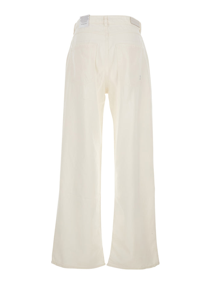 White Jeans with Five-Pocket Design and Logo Patch on the Rear in denim for Womemn Lyocell Cotton