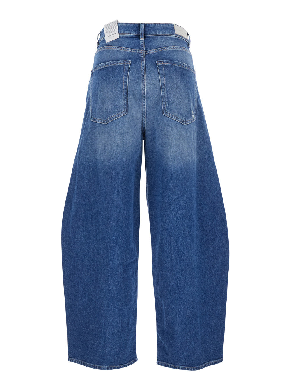 Blue Jeans with Wide Leg and Logo Patch on the Rear in Denim Woman Blu Cotton Elastane