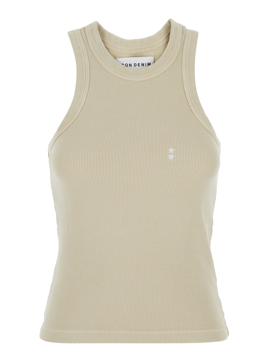 Sleeveless Top Luna Beige Cotton Tops