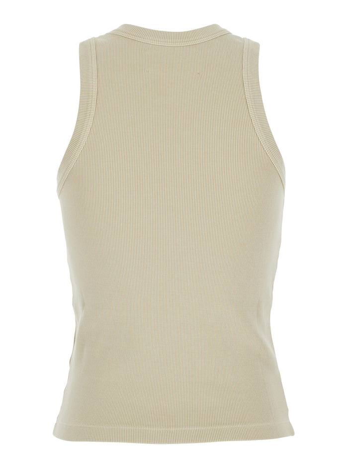 Beige Crew-Neck Top Tops
