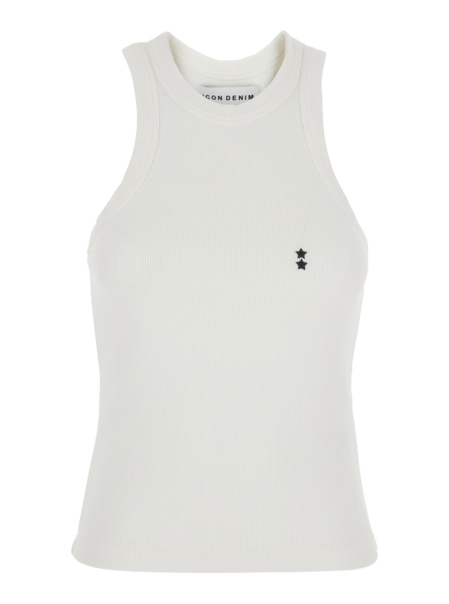 Sleeveless Top Luna White Cotton Tops