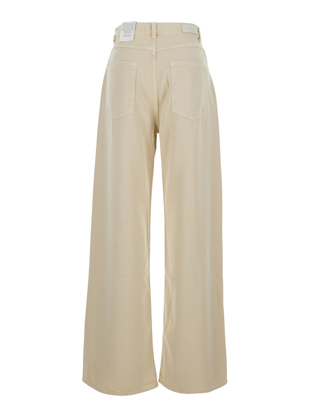 WOMAN JEANS POP with V-Pockets and Contrast Details in Beige Cotton for Women Lyocell