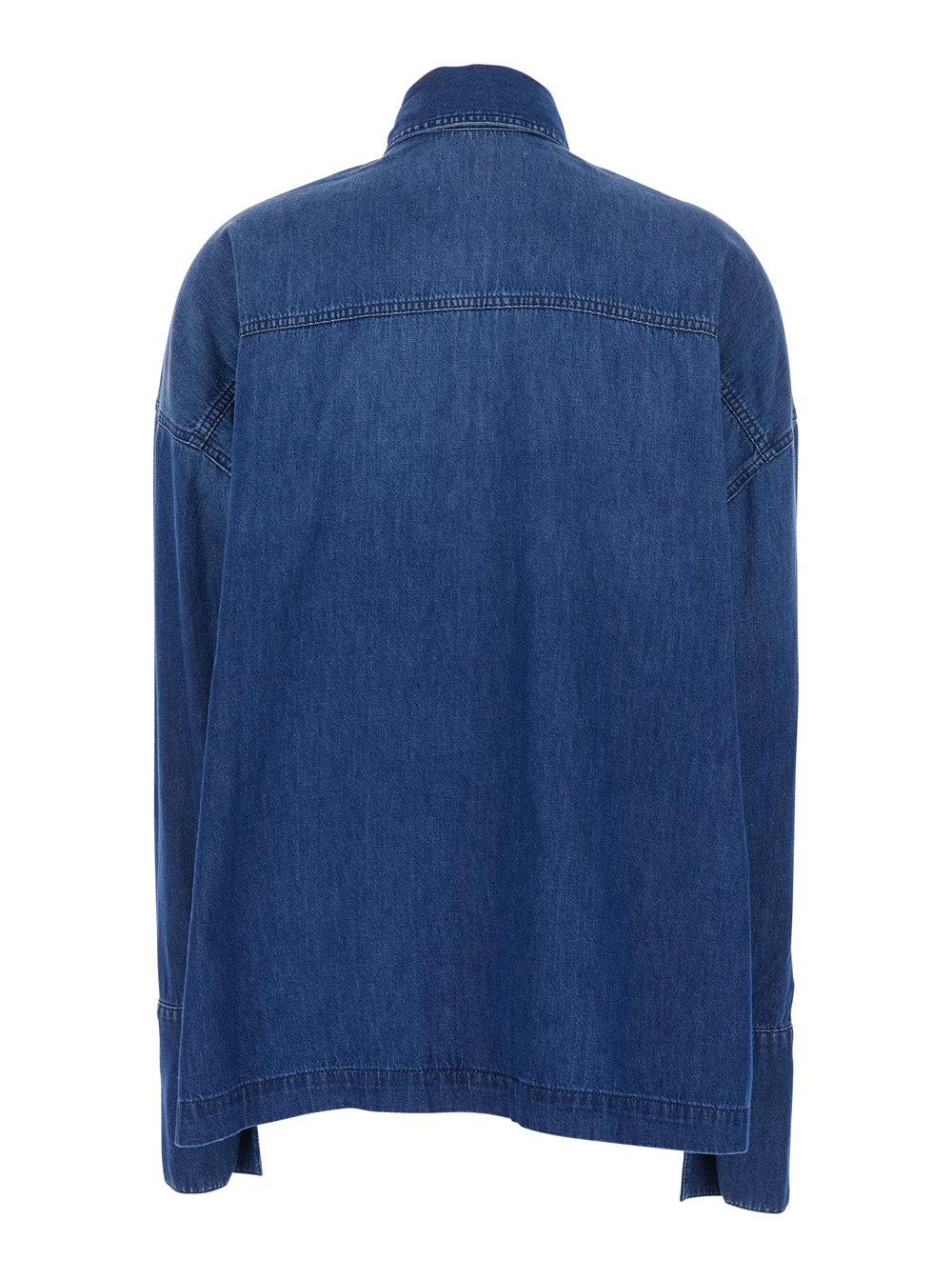 Shirt WOMAN with Classic Collar and Long Sleeves in Blue Cotton for Women Blu Blouses