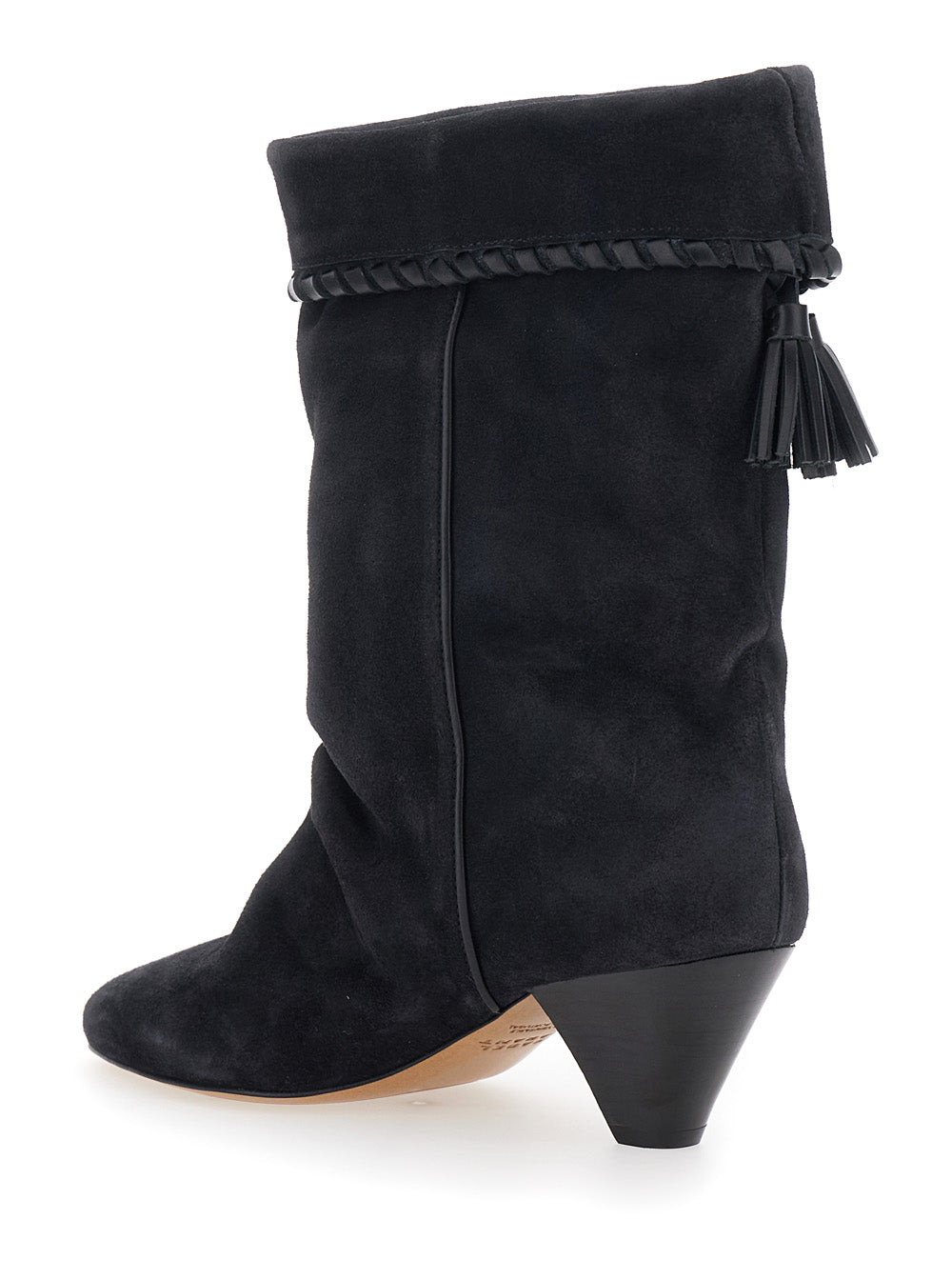 Dalby Black Boots With Pointed Design And Fringed Tassels Suede For Women