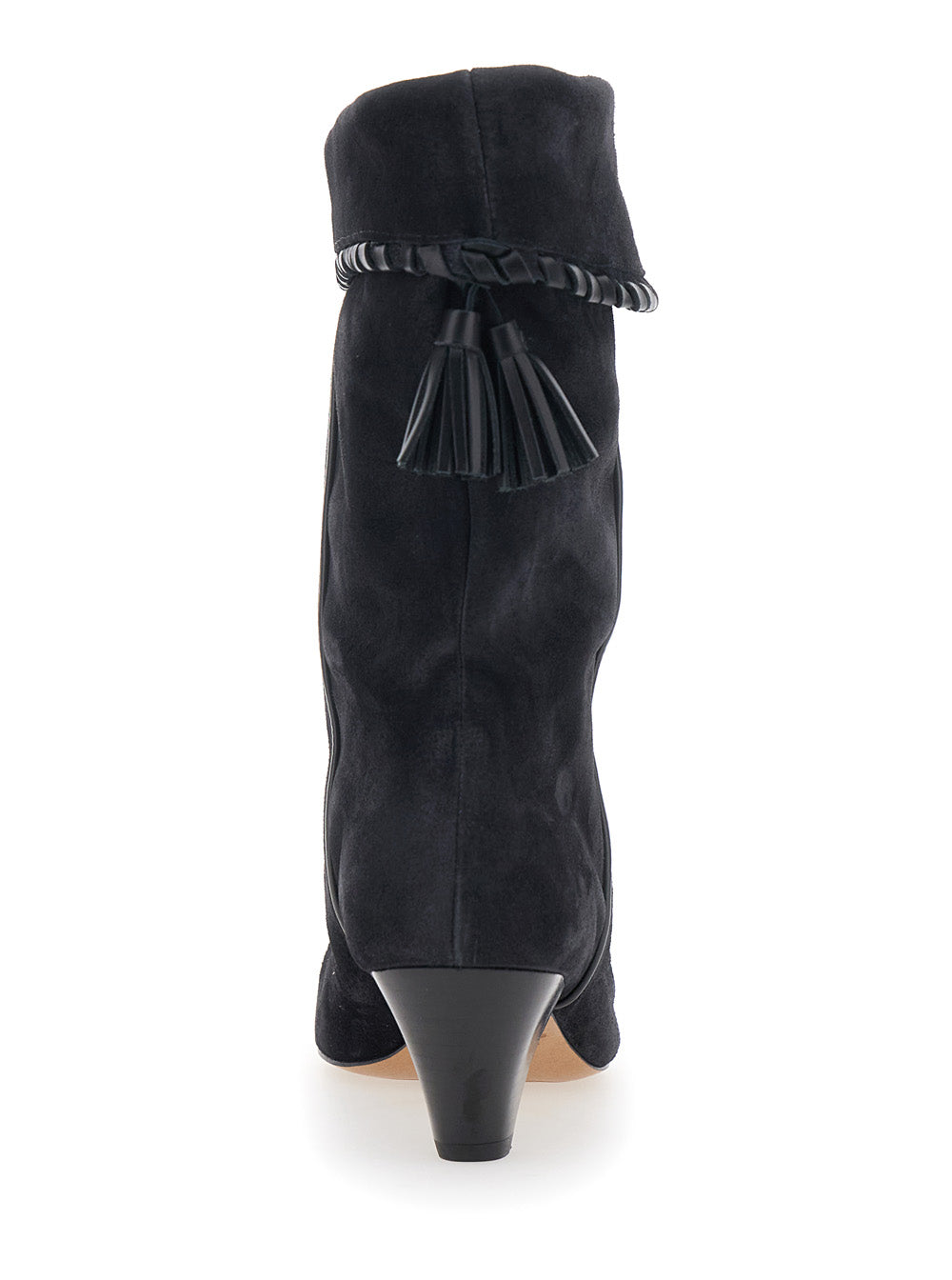 Dalby Black Boots With Pointed Design And Fringed Tassels Suede For Women