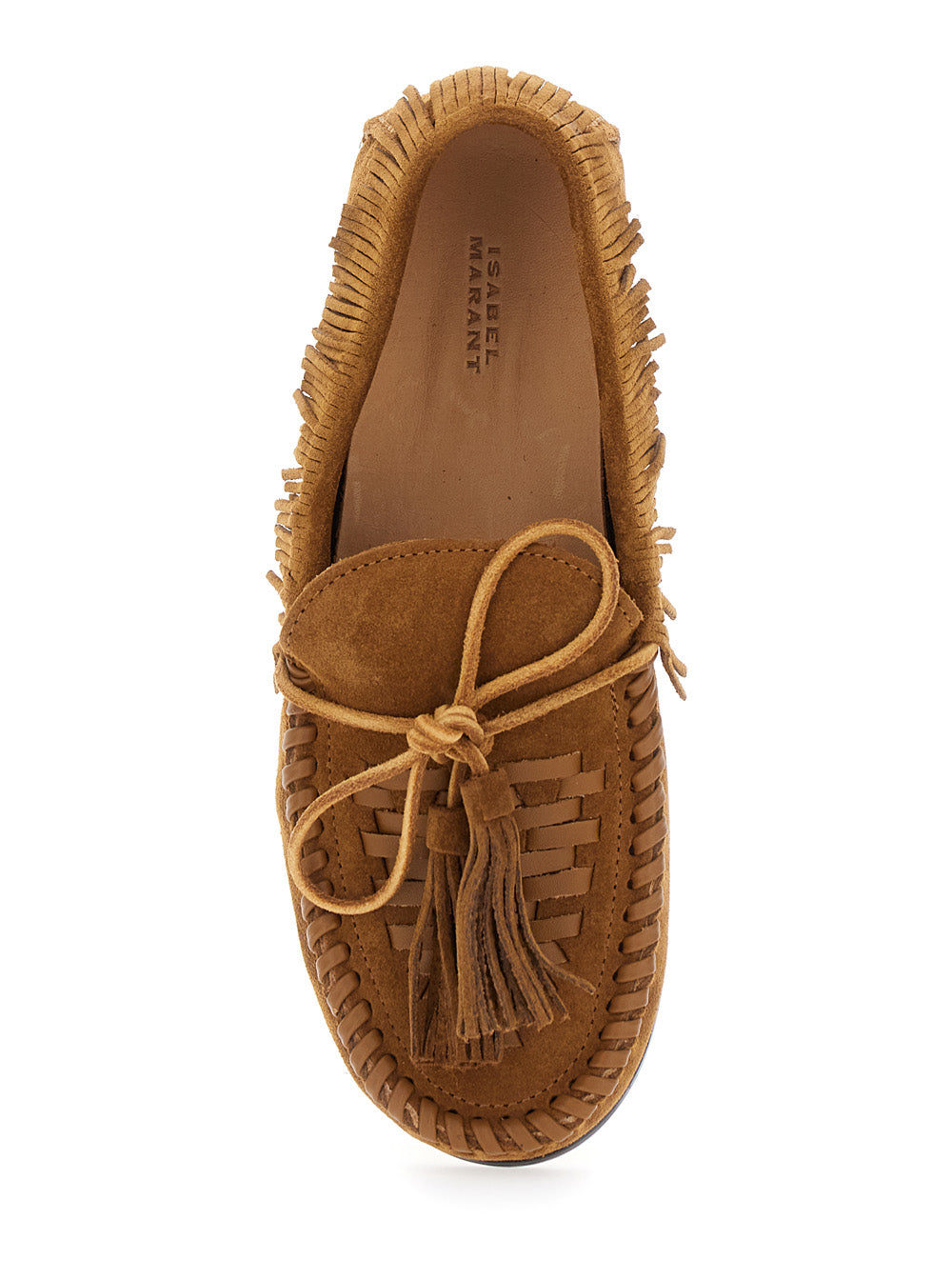 Loafers Fitza with Fringed Details and Bow on the Front in Brown Suede for Women Calf