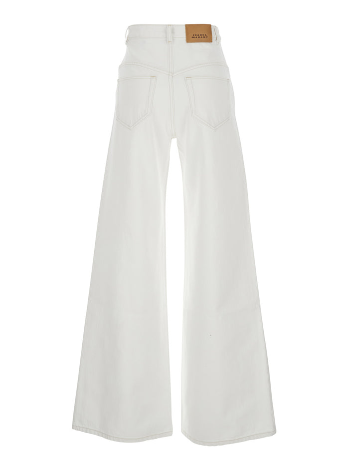 Jeans Lemony with Logo Patch on the Back in White Denim for Women Cotton