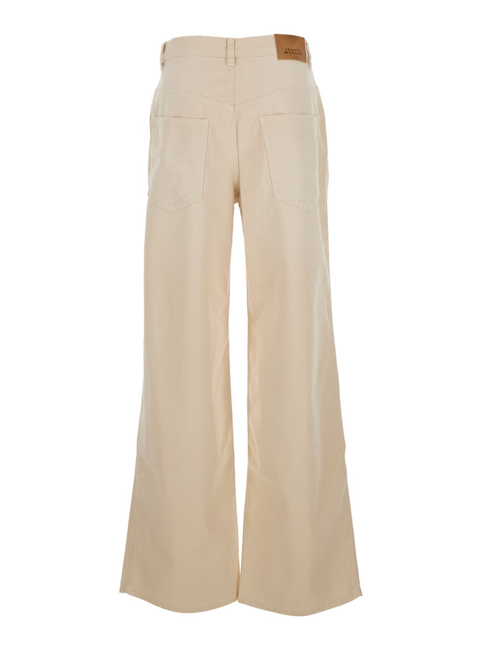 Rodayna Beige Jeans With Logo Patch On The Back And Wide Leg Denim For Women