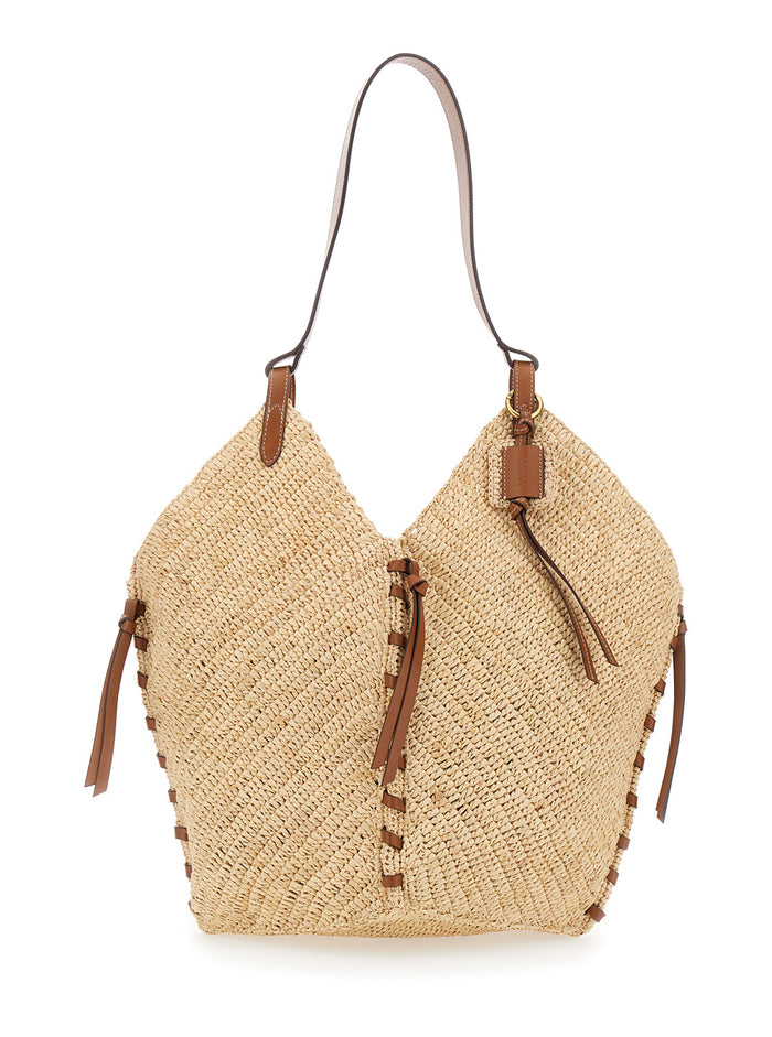 Tote bag Tampa with Fixed Handle and Ecoleather Design in Beige for Women Shoulder
