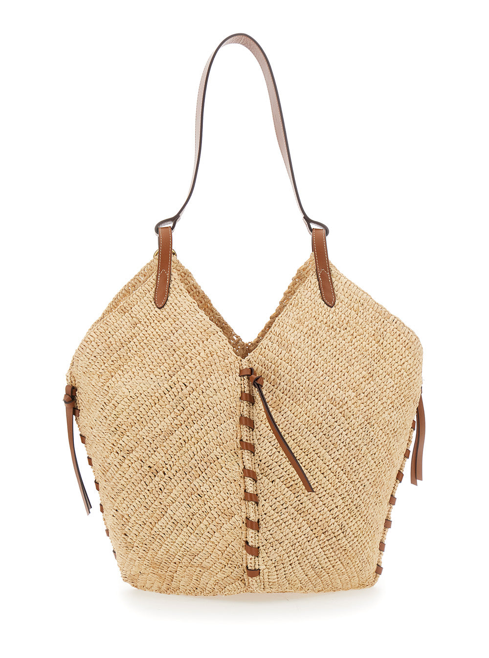 Tote bag Tampa with Fixed Handle and Ecoleather Design in Beige for Women Shoulder