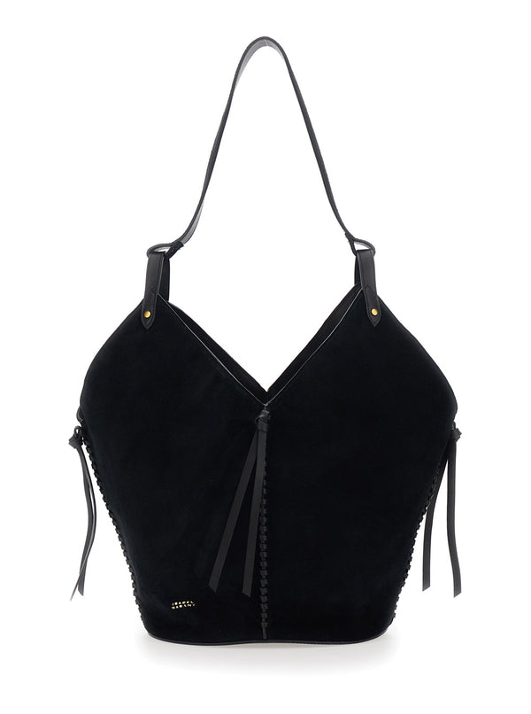 Shoulder Bag Tampa Black Suede Calf Leather