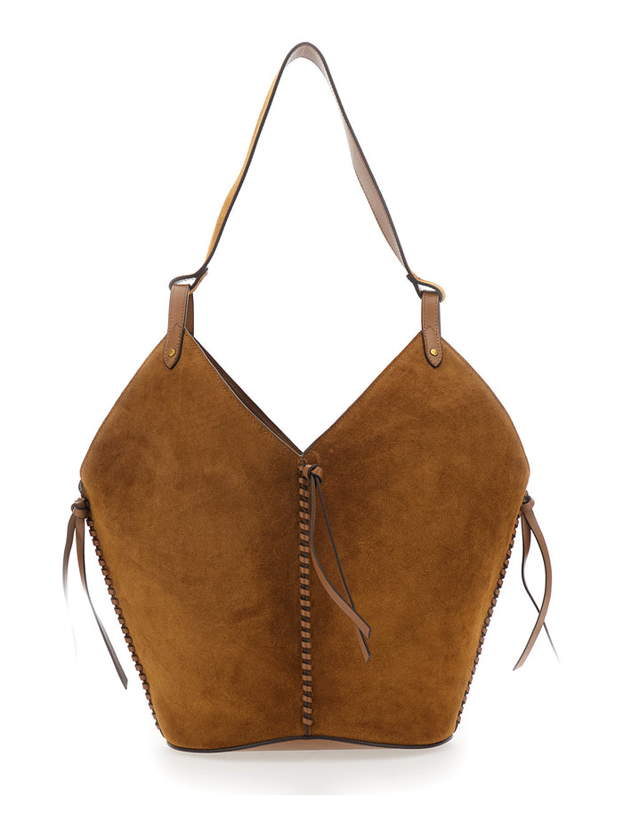 Shoulder Bag Tampa With Single Strap And Suede Knot Detail Brown Women