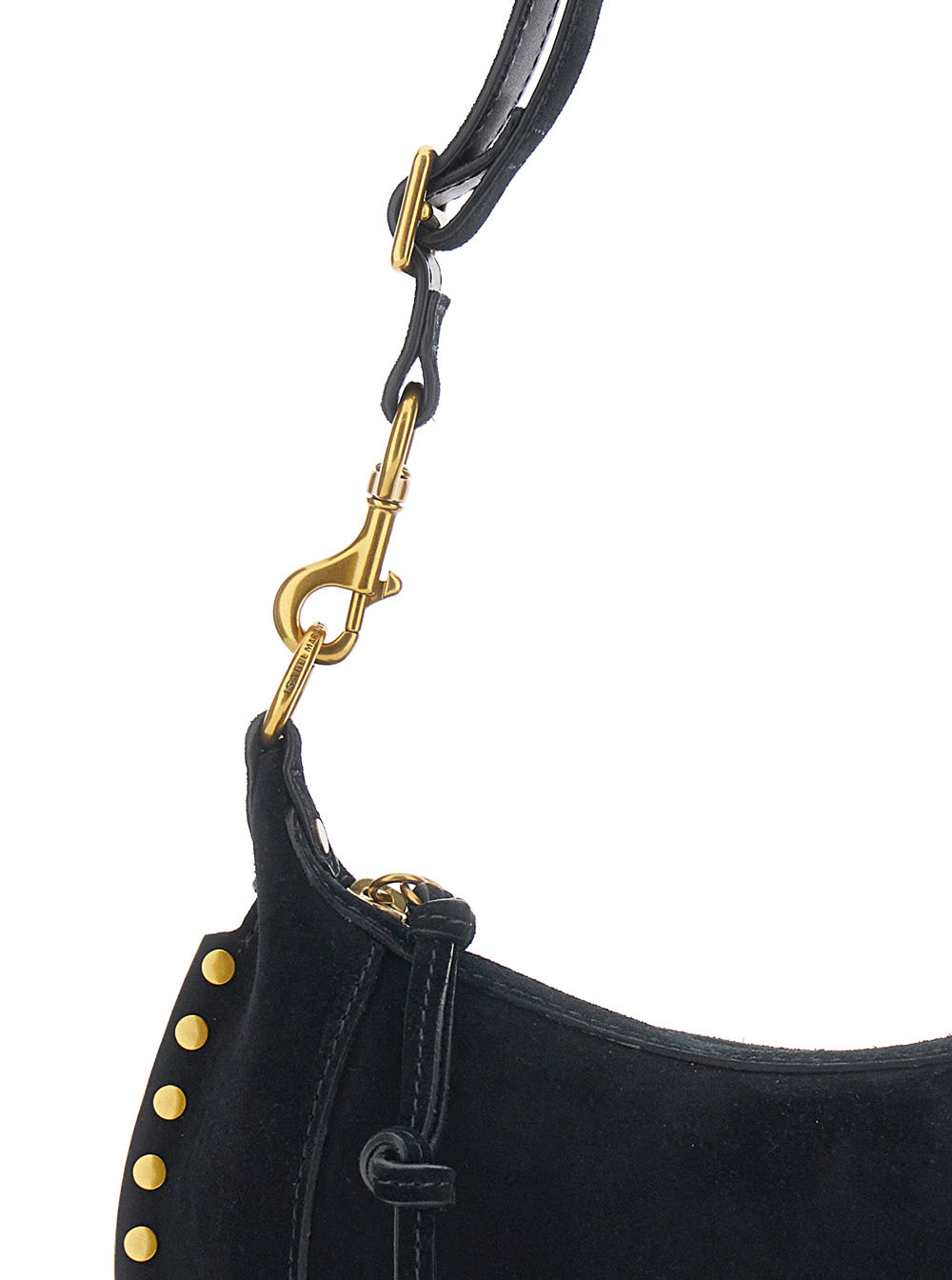 Shoulder Bag Oksan with Adjustable and Removable Strap Suede Stud Decoration for Women Black