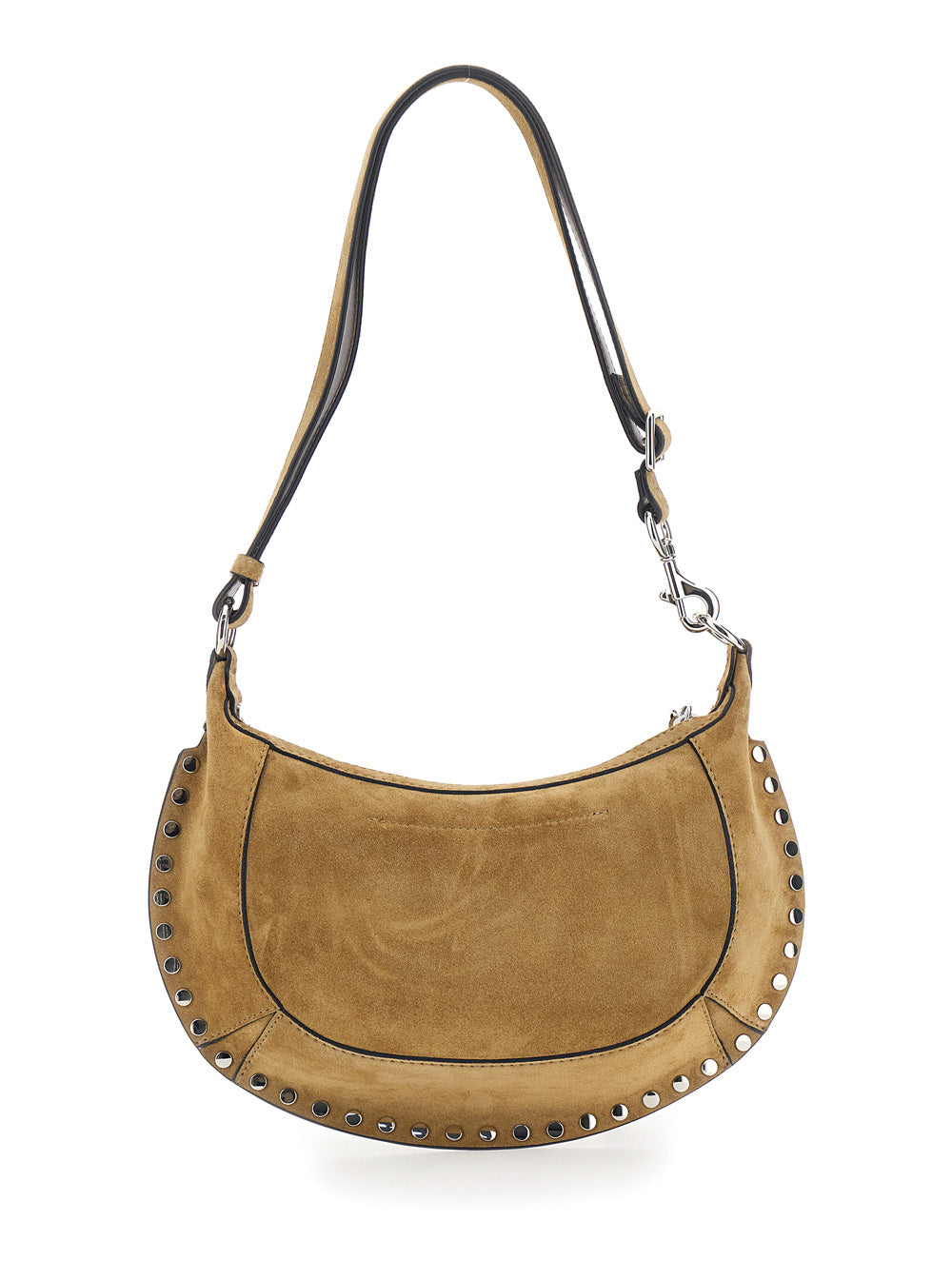 Shoulder Bag Oksan with Adjustable and Removable Strap Suede Stud Decoration Beige Women