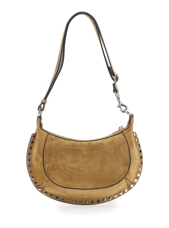 Shoulder Bag Oksan with Adjustable and Removable Strap Suede Stud Decoration Beige Women