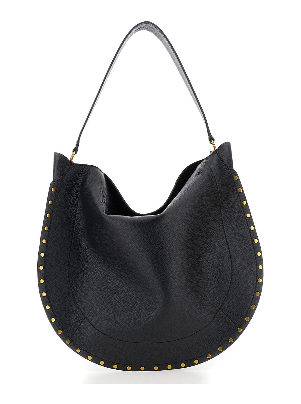 Oskan Hobo Black Shoulder Bag With Studded Profile Leather For Women