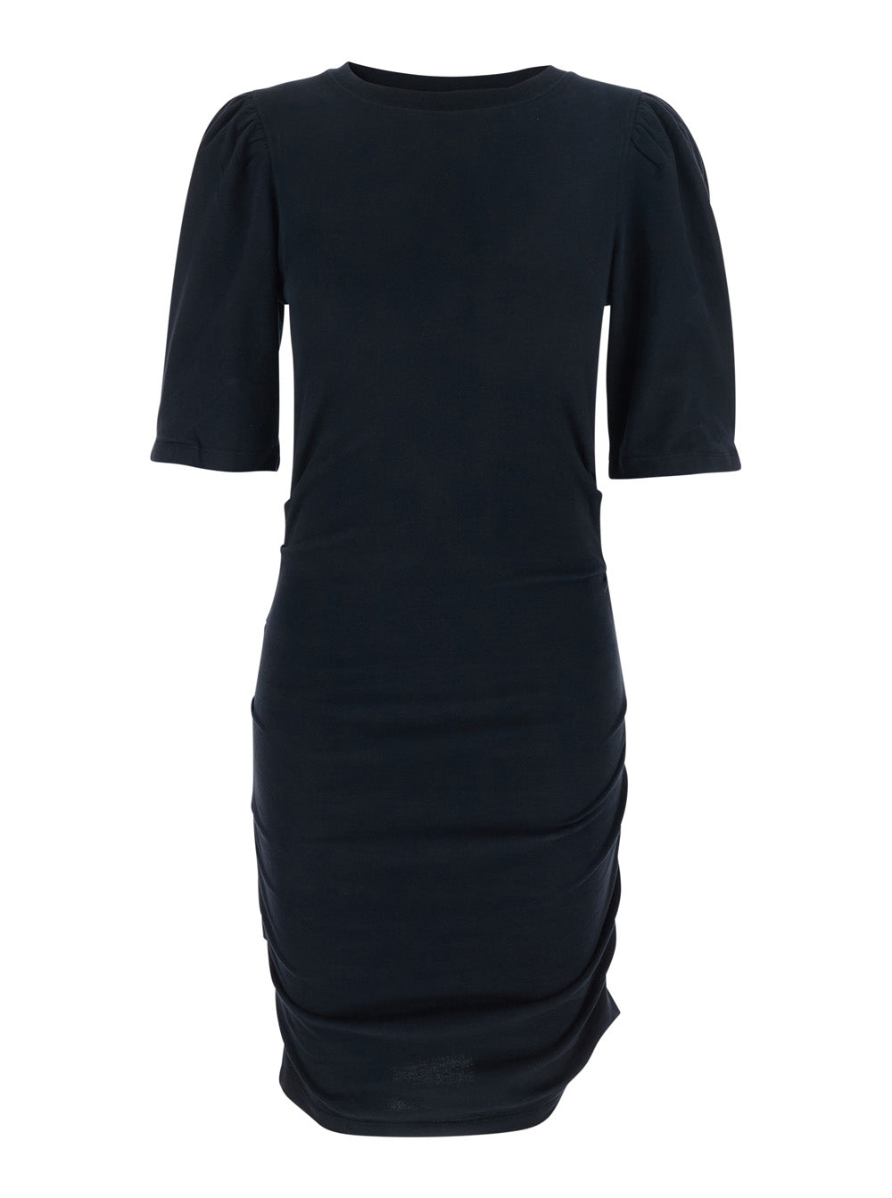 Dress Mylda Crew Neck With Pleated Details Black Cotton For Women