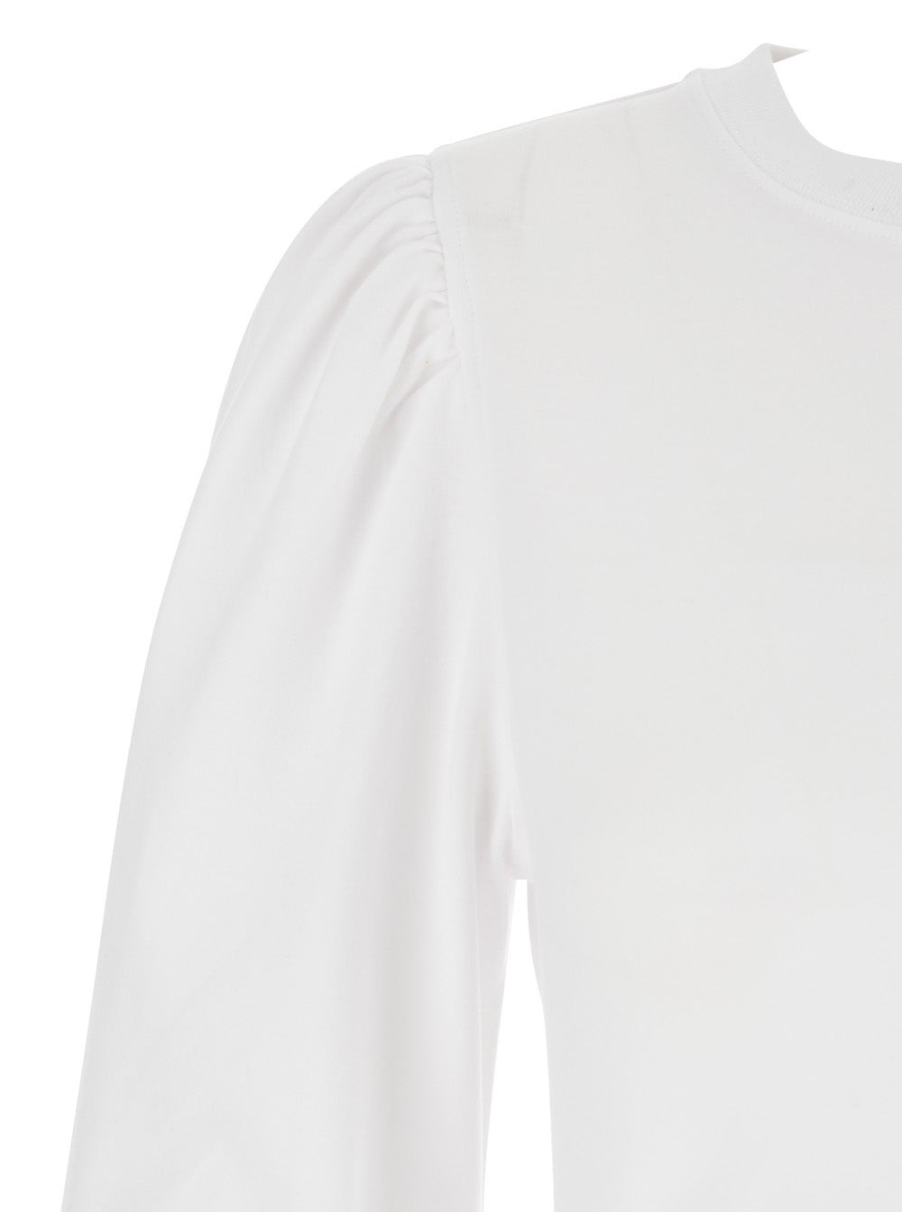 Mylda White Crew Neck Dress With Pleated Details Cotton Woman