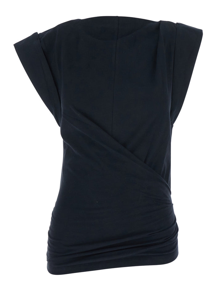 Black T-Shirt Maisan-GZ with Round Neck and Short Sleeves in Cotton for Women Tshirts Polo Shirts