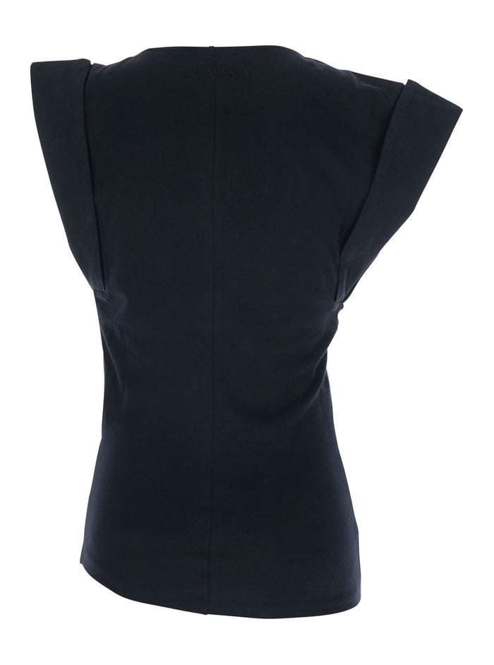 Black T-Shirt Maisan-GZ with Round Neck and Short Sleeves in Cotton for Women Tshirts Polo Shirts
