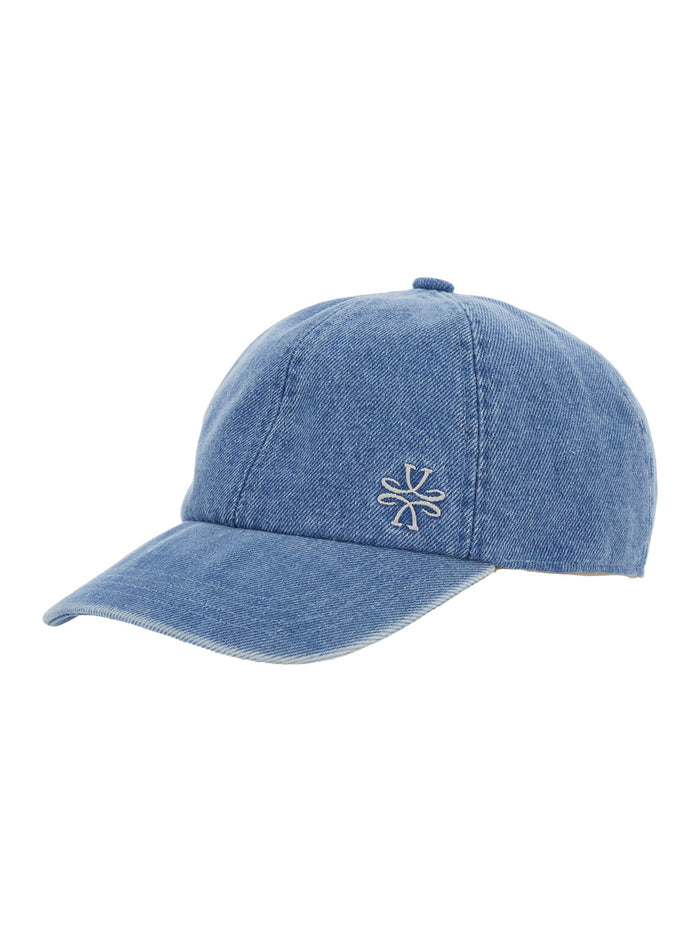 Light Blue Baseball Cap with Logo Embroidery on the Front in Denim Man Cotton Viscose Hats And Gloves