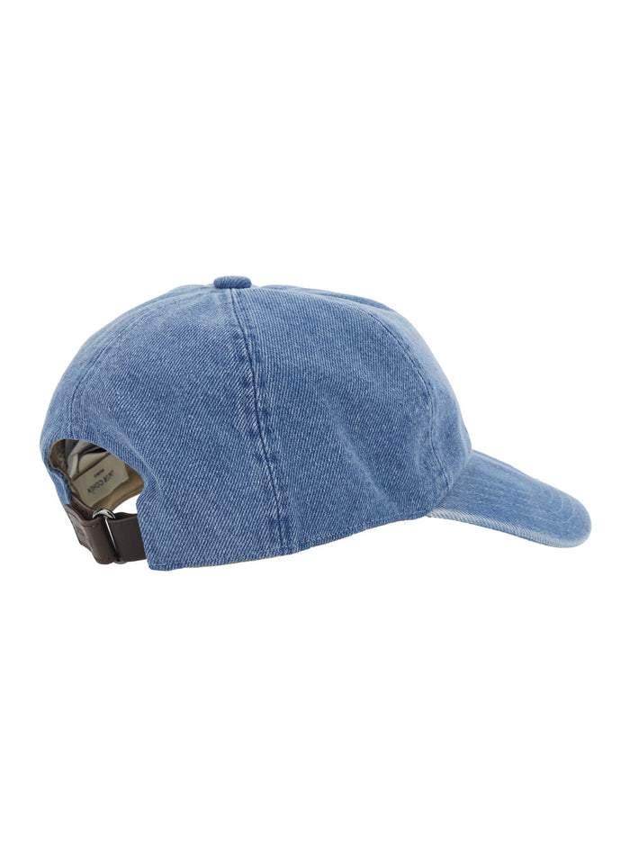 Light Blue Baseball Cap with Logo Embroidery on the Front in Denim Man Cotton Viscose Hats And Gloves
