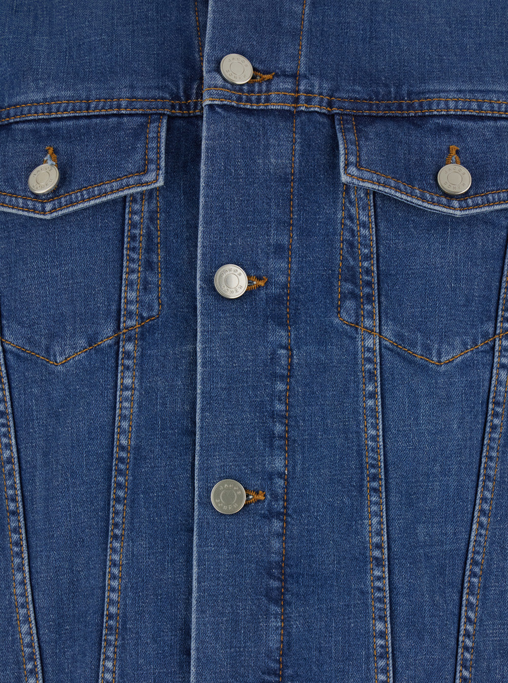 Blue Jacket with Classic Collar and Logo Patch on the Rear in Denim Man Blu Cotton Elastane Outerwear