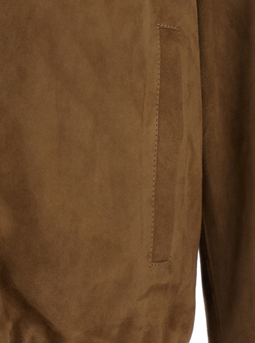 Brown Suede Jacket with High Collar and Zip Closure for Men Outerwear